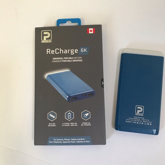 powerology Accessories - ReCharge Charge Power Bank Dual USB Flashlight NEW